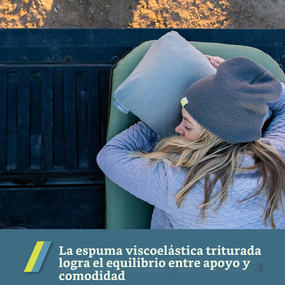 Klymit Drift - Almohada de Camping de Espuma viscoelástica troceada con Funda Reversible para Uso en Exteriores, Verde, Grande