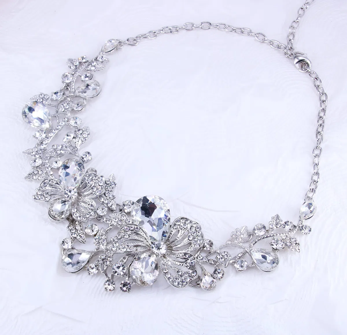 Juego de joyas para novia con diseño de rosas, para boda, collar y pendientes