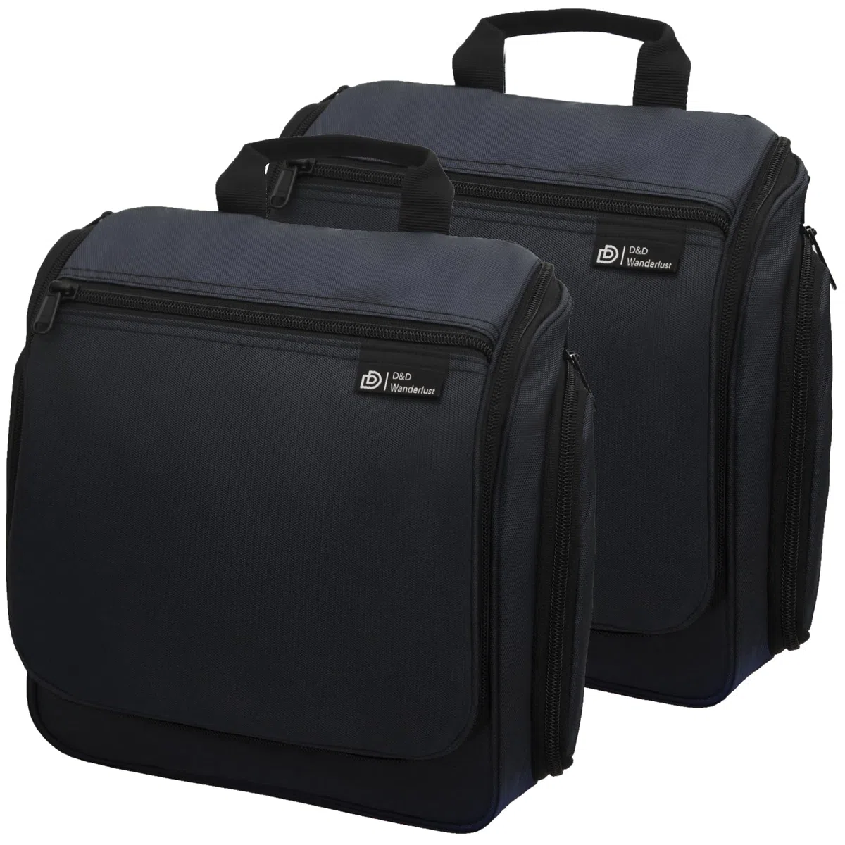 D&D Bolsa De Baño De Viaje Para Colgar Hombre/Mujer Gran Almacenamiento Cosméticos, Maquillaje, Artículos De Inodoro, 19 Compartimentos De Cremallera YKK, Gancho Giratorio Metal XXL, Nylon Impermeable