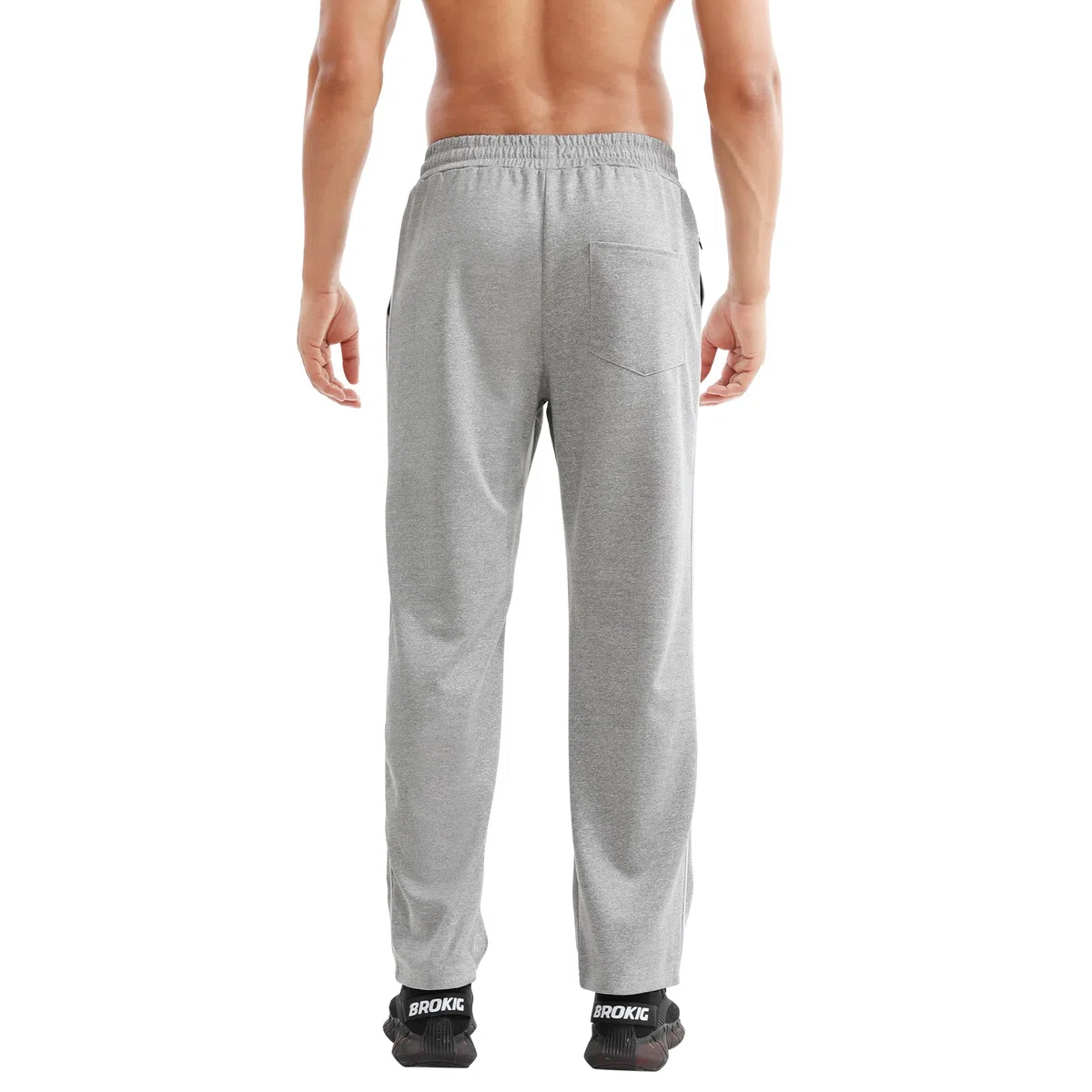 BROKIG Pantalones rectos para hombre, pantalones largos, bajos abiertos, corte holgado, pantalones deportivos para hombre, pantalones de ocio con bolsillos, cómodos pantalones de entrenamiento para
