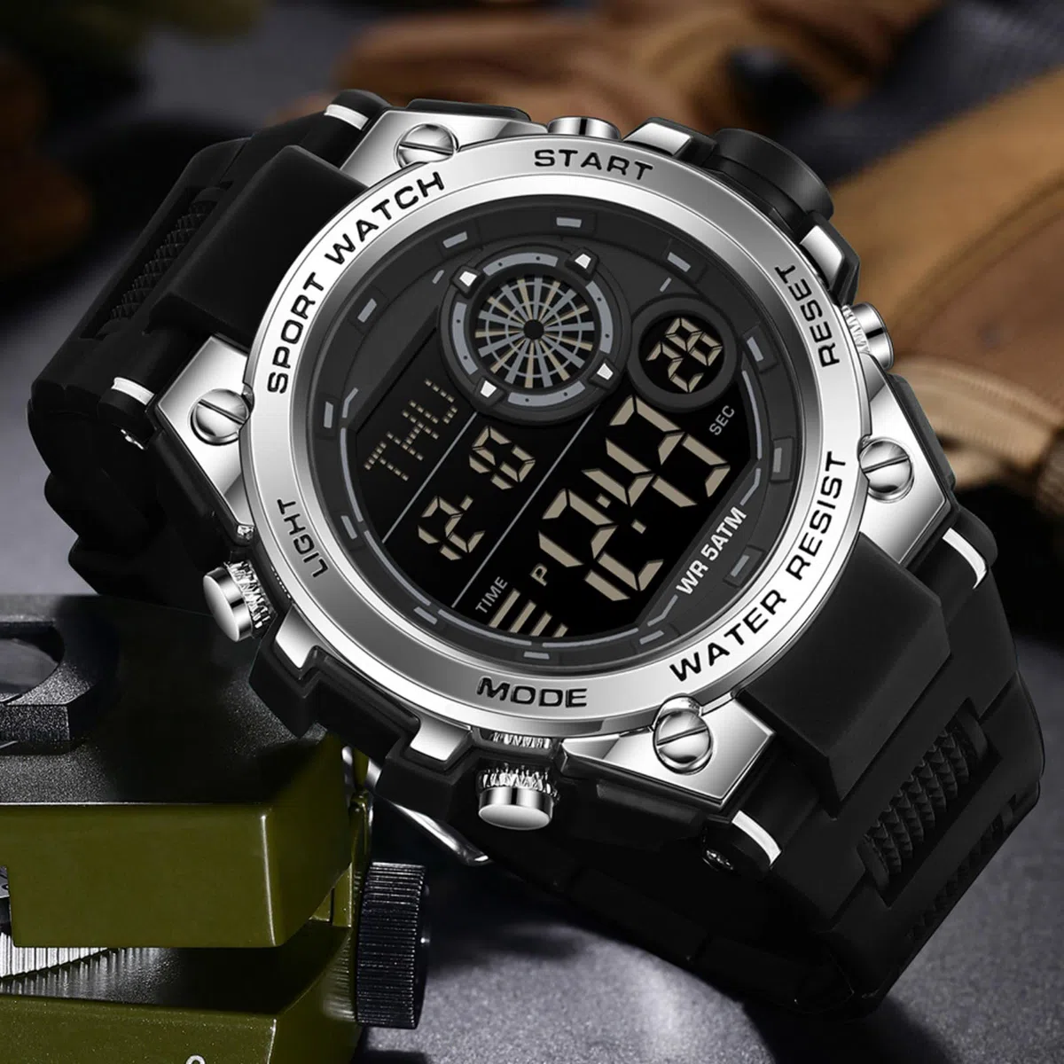 findtime Reloj digital para hombre y niño, militar, deportivo, con temporizador, doble hora, alarma, calendario, cronómetro, resistente a los golpes