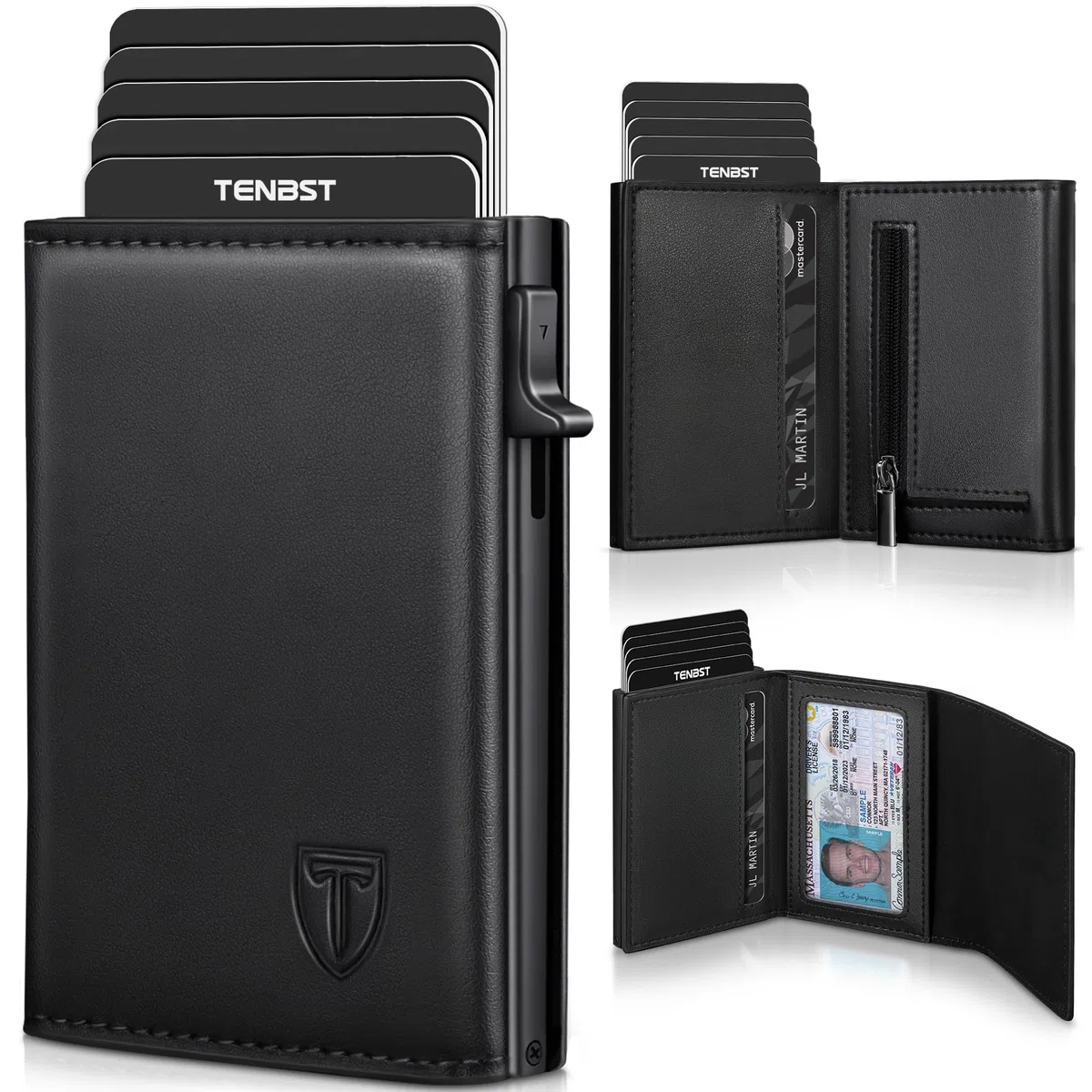 TENBST Carteras para Hombre Cartera Hombre Slim con Monedero y Protección RFID, Lujoso Tarjetero Hombre en Cuero con 8 Compartimentos para Tarjetas, Regalo para Hombre