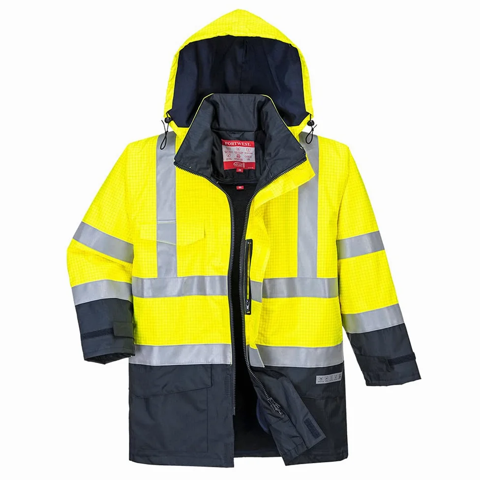 Portwest Chaqueta De Alta Visibilidad Multi-Protección Bizflame Rain, Tamaño: S, Color: Amarillo/Marino, S779YNRS
