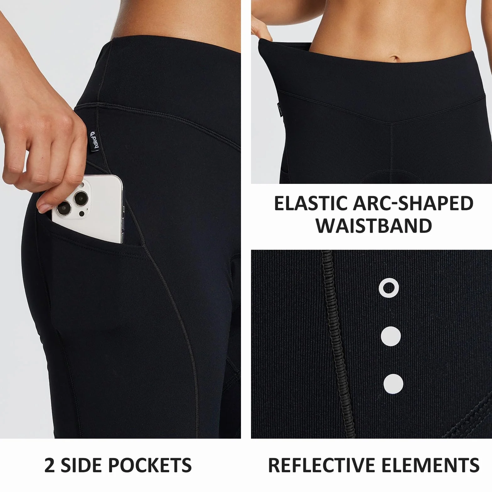 BALEAF Pantalón de ciclismo para mujer, impermeable, térmico, forro polar, resistente al viento, largo acolchado 4D, con bolsillo