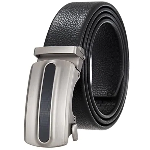 Cinturón de Cuero con trinquete y Hebilla Deslizante automática para Hombre (Color: C, Talla: 110 cm) (B 125 cm)