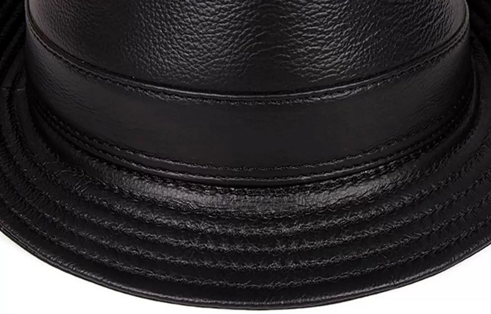Lifup Clásico Sombrero de Cuero Hombre Fedora Gorra de Jazz Floppy Panamá Sombrero Plano para Caballeros