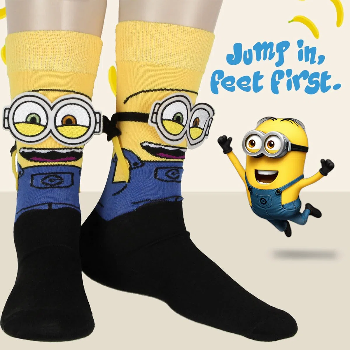 Bioworld Despicable Me Minions Socks 3D Bob The Minion Character - Calcetines suaves y elásticos para hombre, Amarillo, 8