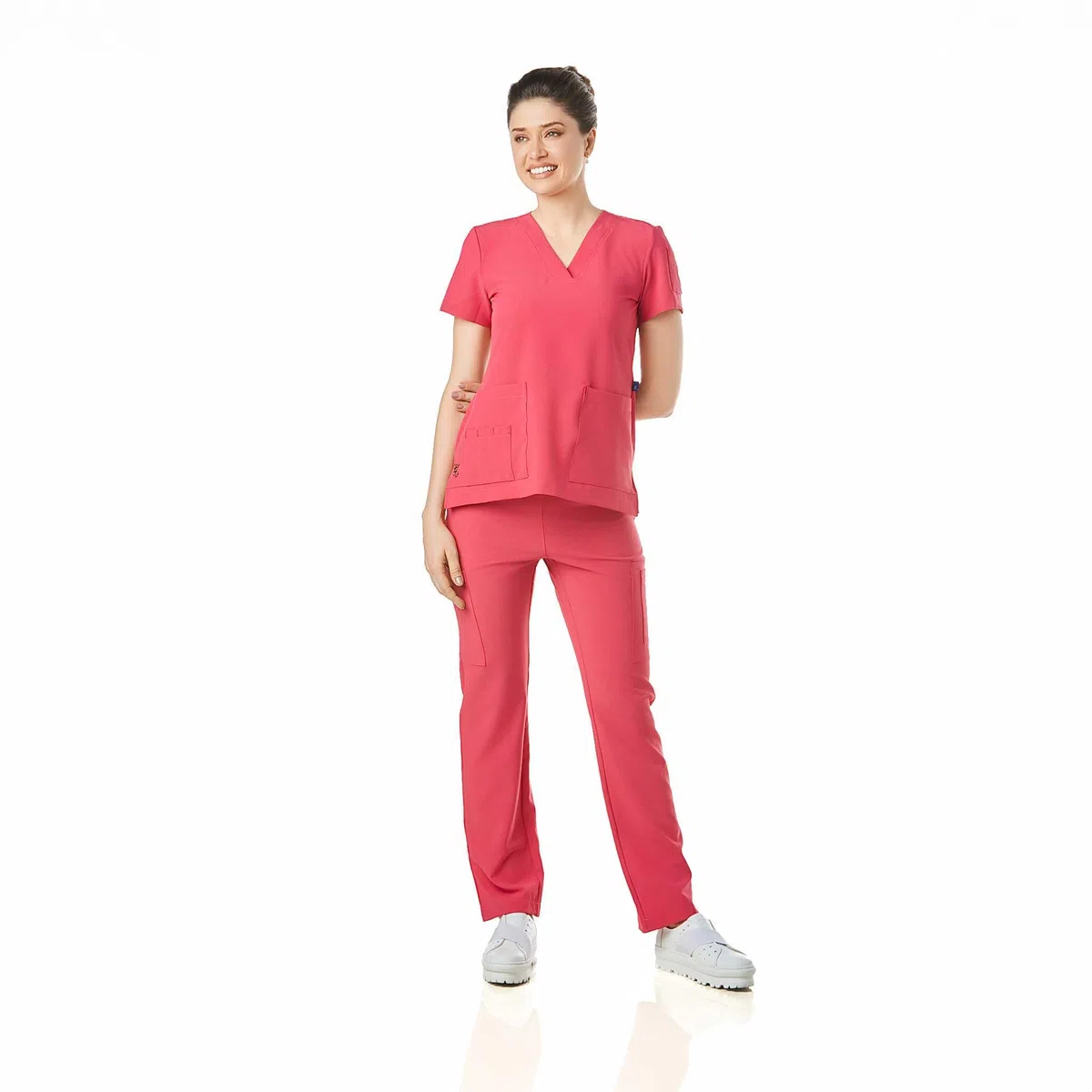GALLANTDALE Uniforme Sanitario Pijama Ropa De Trabajo Catherine Mujer Resistente Medico Veterinaria Odontologa (FR/ES, Letras, XS, Regular, Regular, Magenta Neon)