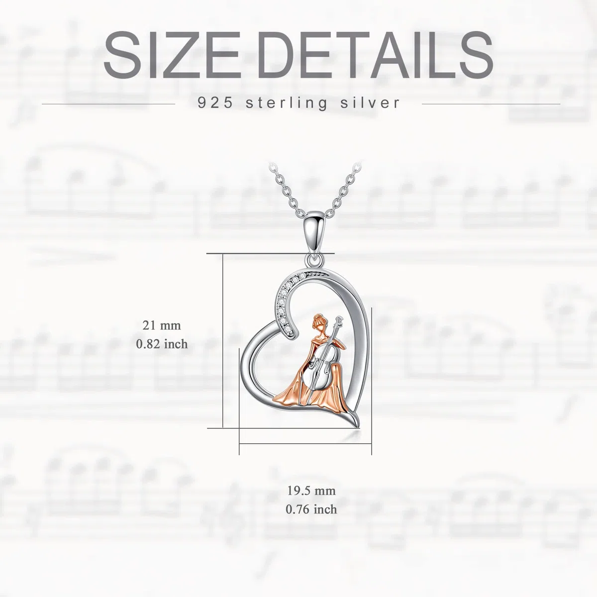 Collar de música HARMONY BOLA, plata de ley 925, con colgante de bailarina/violín/piano, joyería musical, regalos de cumpleaños para mujeres y niñas, Plata esterlina