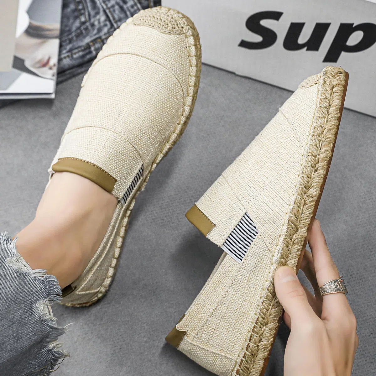 Alexis Leroy Alpargatas de Lona para Hombre Zapatos de Esparilla Casual