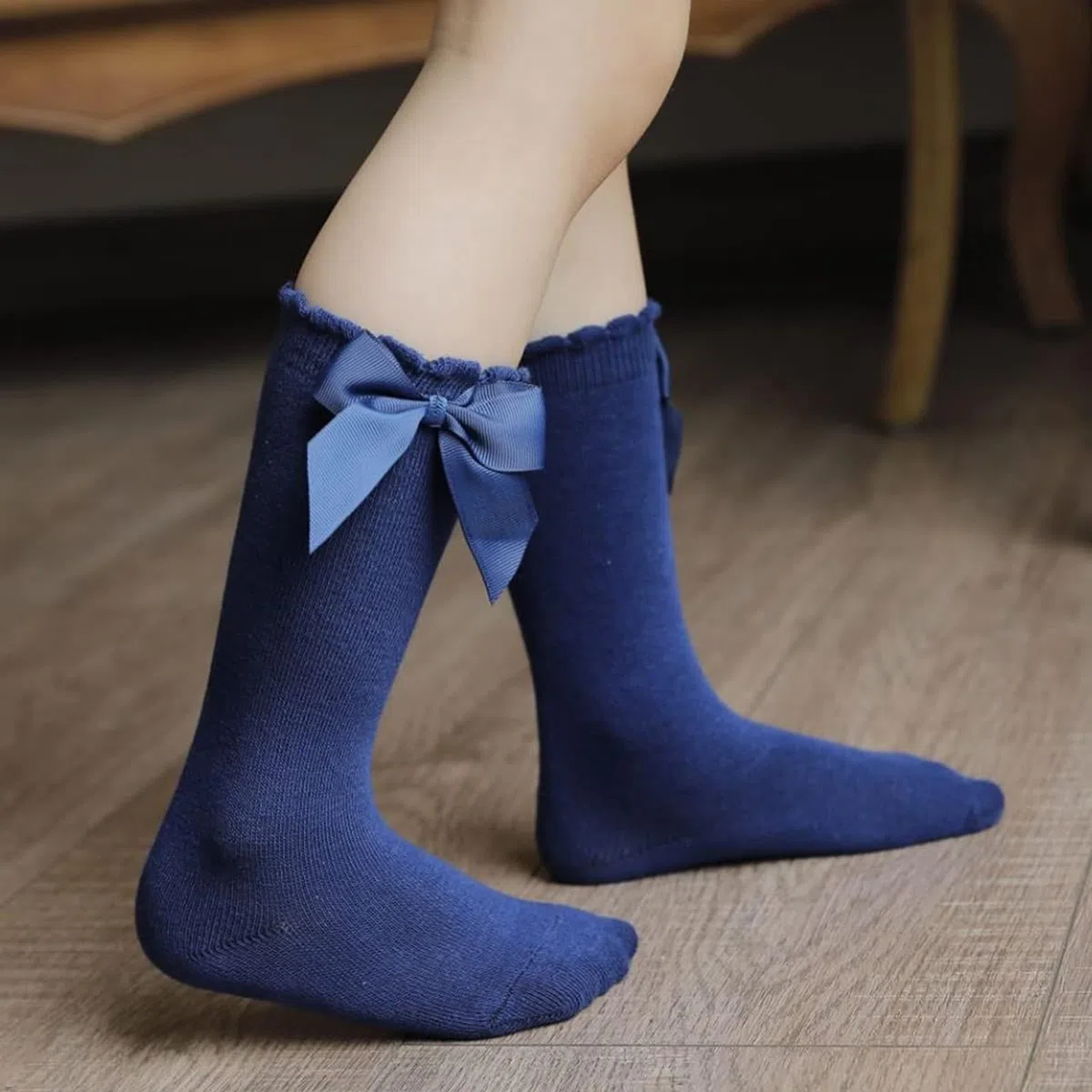 CozyWay Calcetines hasta la rodilla, medias largas de uniforme con volantes para Bebé-Niñas
