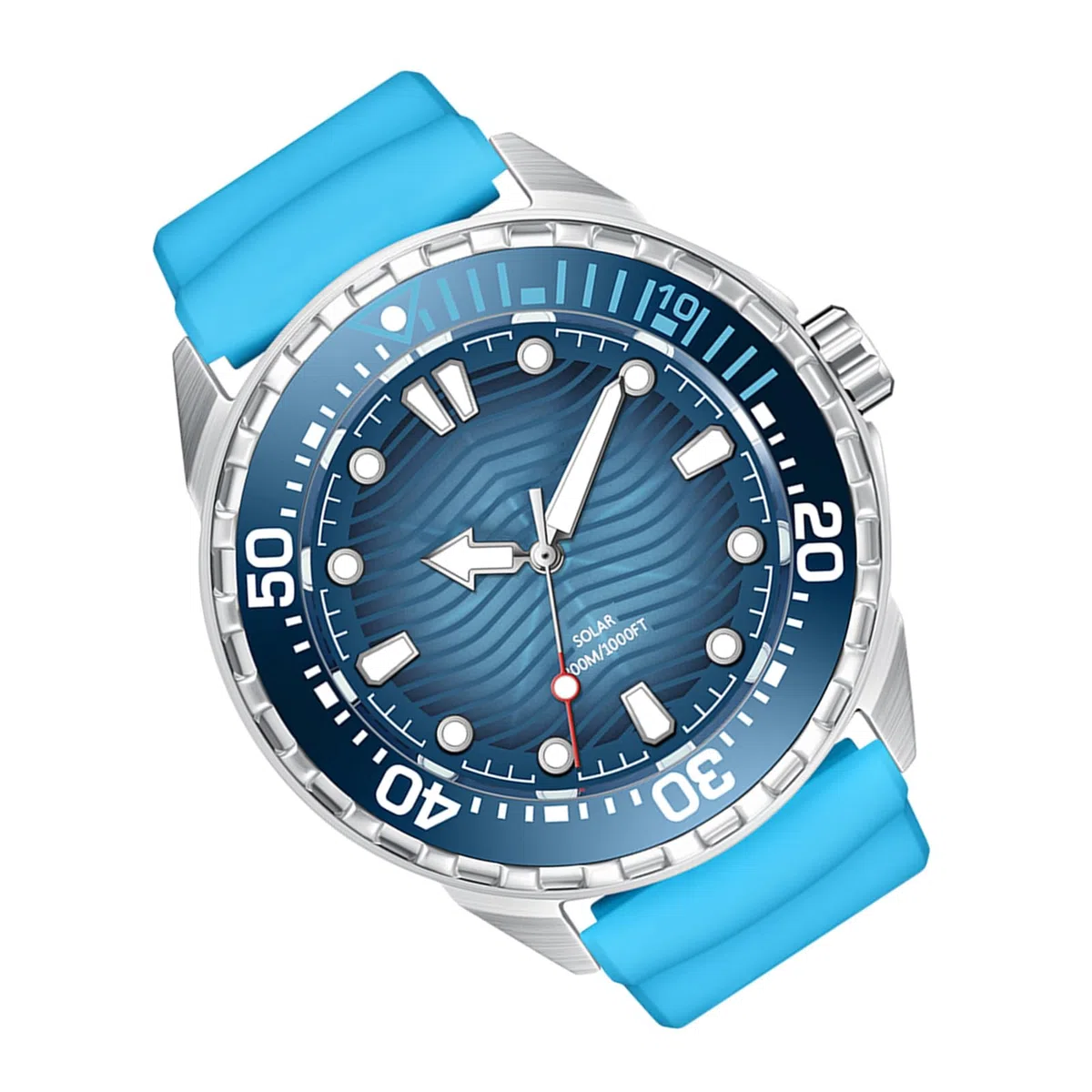 Aramox Reloj de Buceo de Cuarzo con Energía Solar, Correa de Silicona de Acero Inoxidable Reloj de Buceo 300 M, Movimiento de Cuarzo Luminoso para Hombres Mujeres Deportes Al Aire
