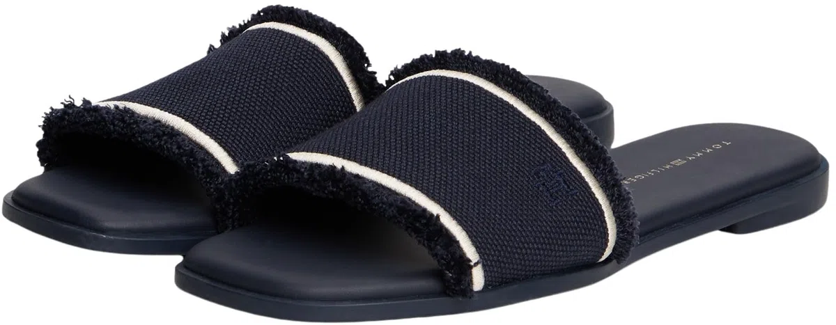 Tommy Hilfiger Sandalias Mujer Fringe Canvas Flat elegante