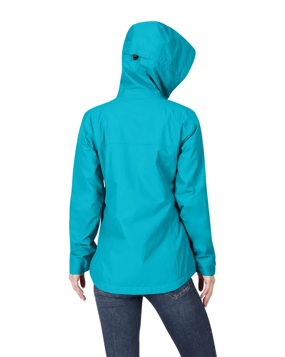 33,000ft Chaqueta impermeable para mujer, chaqueta de entretiempo transpirable, chaqueta ligera con capucha, cortavientos para senderismo, viajes, ciclismo, azul verde, 38