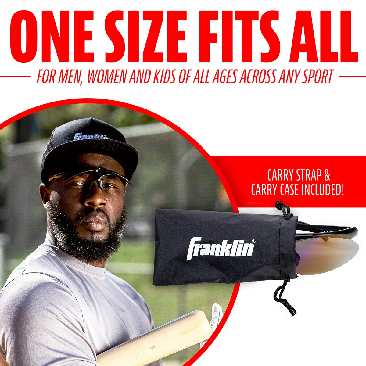 Franklin Sports MLB - Gafas de sol de béisbol y sóftbol para niños y adultos - Gafas de sol deportivas ligeras para protección UV, color negro