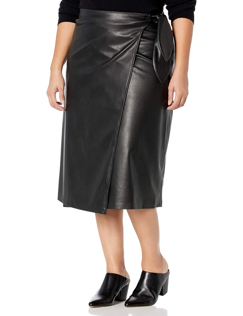 The Drop Manon Falda Midi Cruzada de Piel Sintética Skirts Mujer