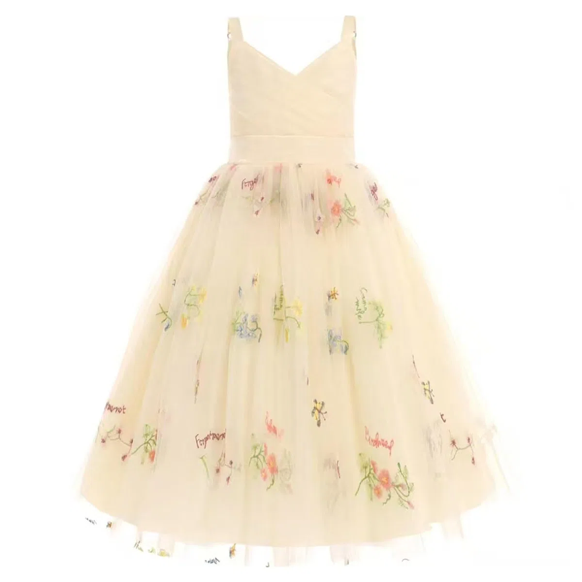 Genérico Vestido de cumpleaños Infantil con Tirantes de Encaje Bordado (3 a 14 años) (Beige, 12-14 Years)