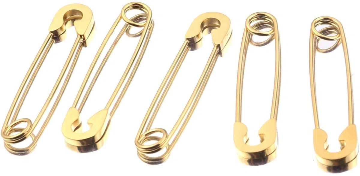 Broches de Acero Inoxidable, 5 Unidades, Color Dorado, para Manualidades, Insignias, Accesorios de Costura y confección.