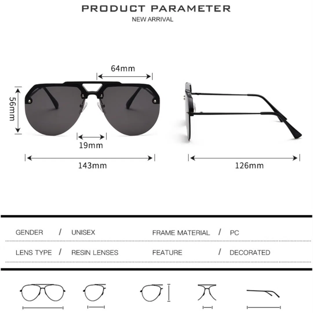 Gafas de sol con protección UV400 | Lentes de colores con remache ovalado y doble puente | Para mujeres, hombres, deportes al aire libre y conducción