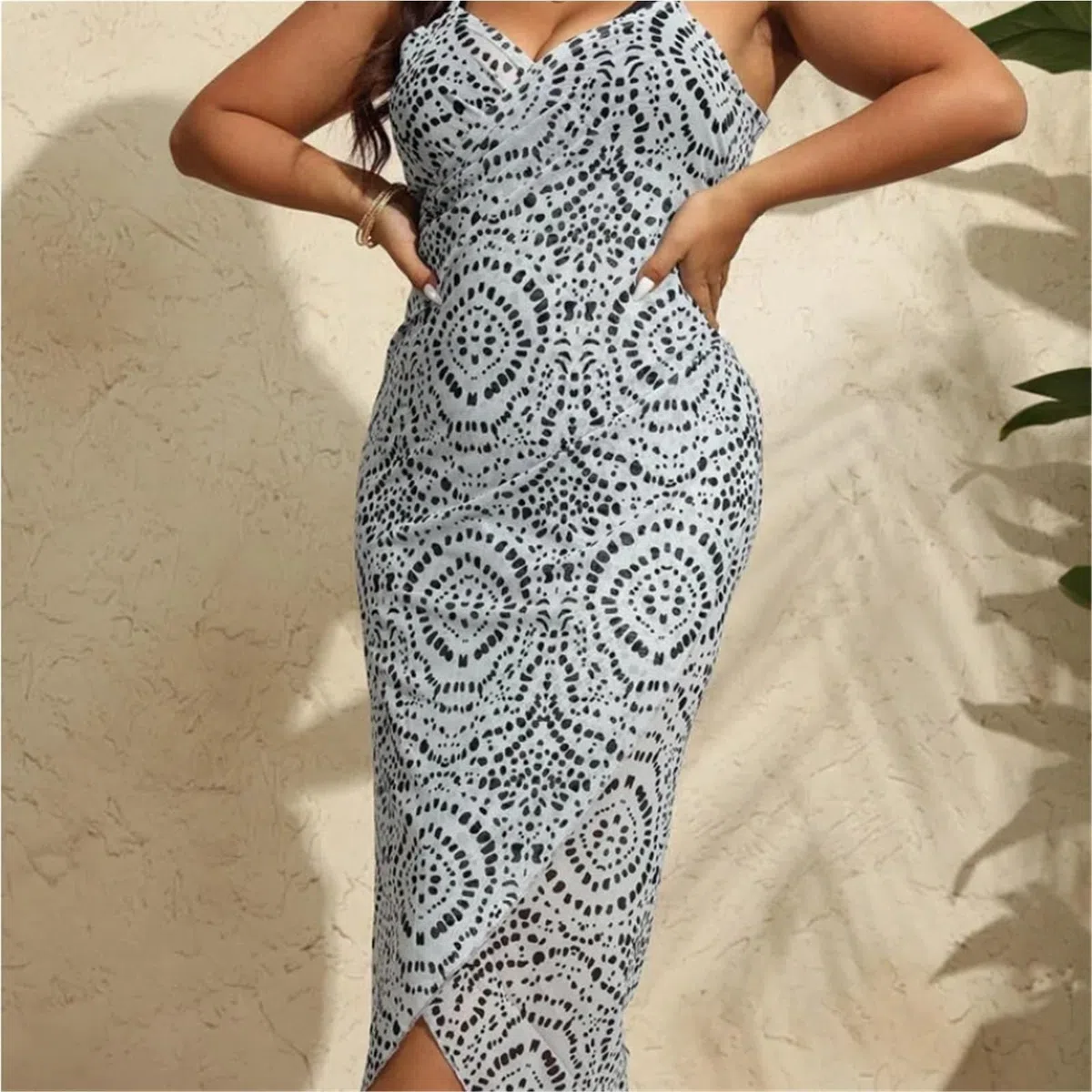 Prendas para cubrir el bañador, Bikini de poliéster con estampado suelto, túnica de playa de verano fluida L-3XL
