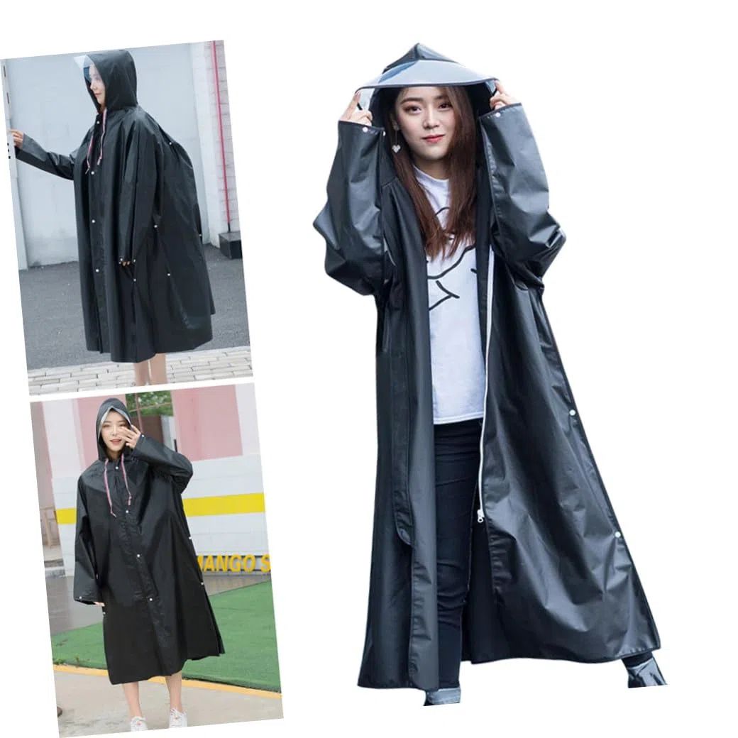 Healeved Engrosado Poncho De Lluvia para Adultos Capucha para Exteriores para Viajes y Escalada Talla XXL Material Eva Grueso