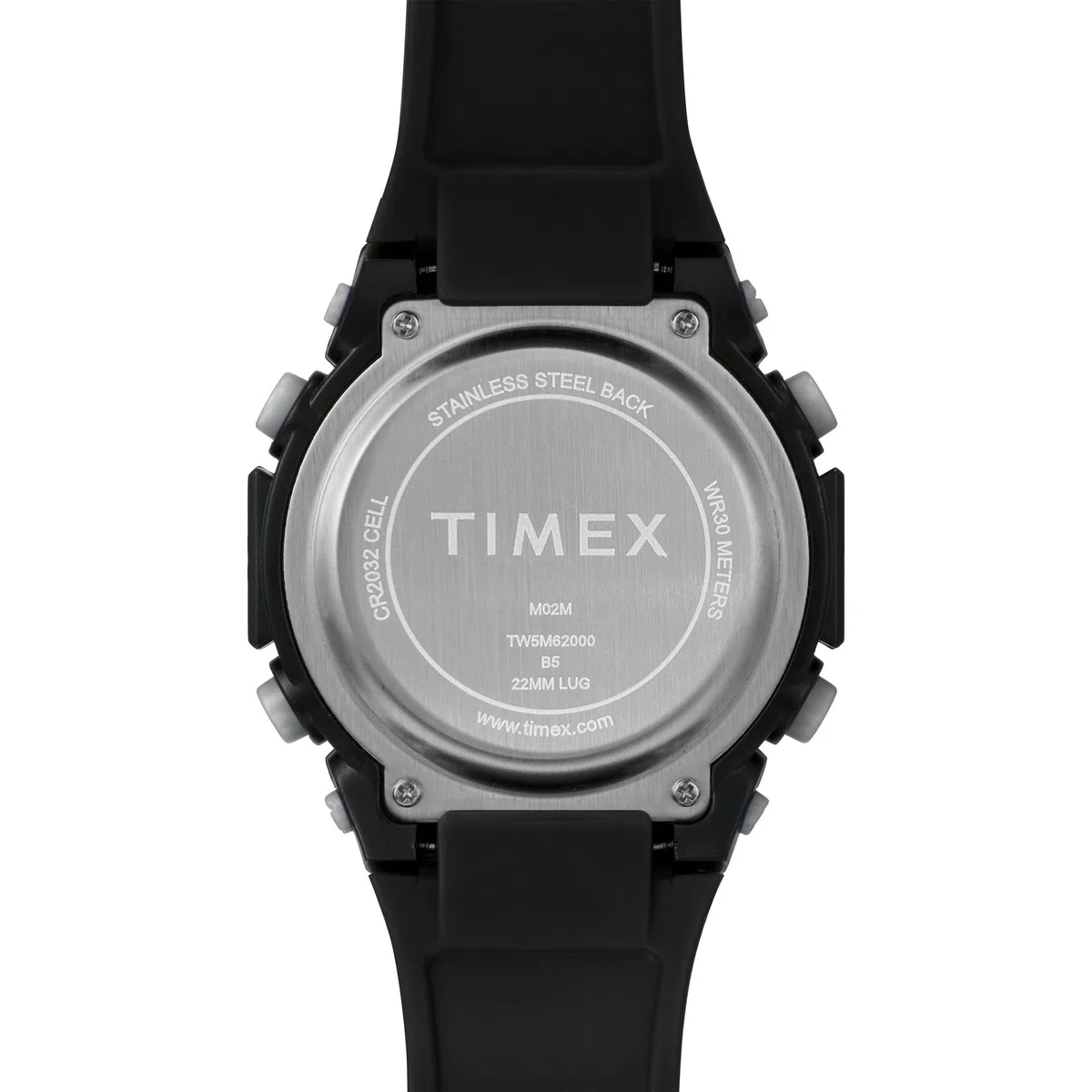 Timex Sport - Reloj de 50 mm para Hombre, Correa de Resina Negra, Esfera Digital, Caja Negra TW5M61900