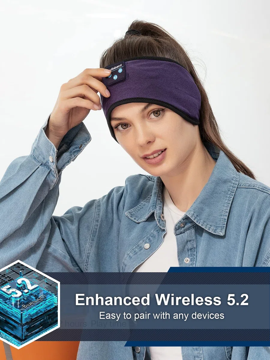 Lullaband Auriculares con diadema Bluetooth, auriculares para dormir de lado, diadema cómoda con micrófono de altavoz delgado, regalo manos libres