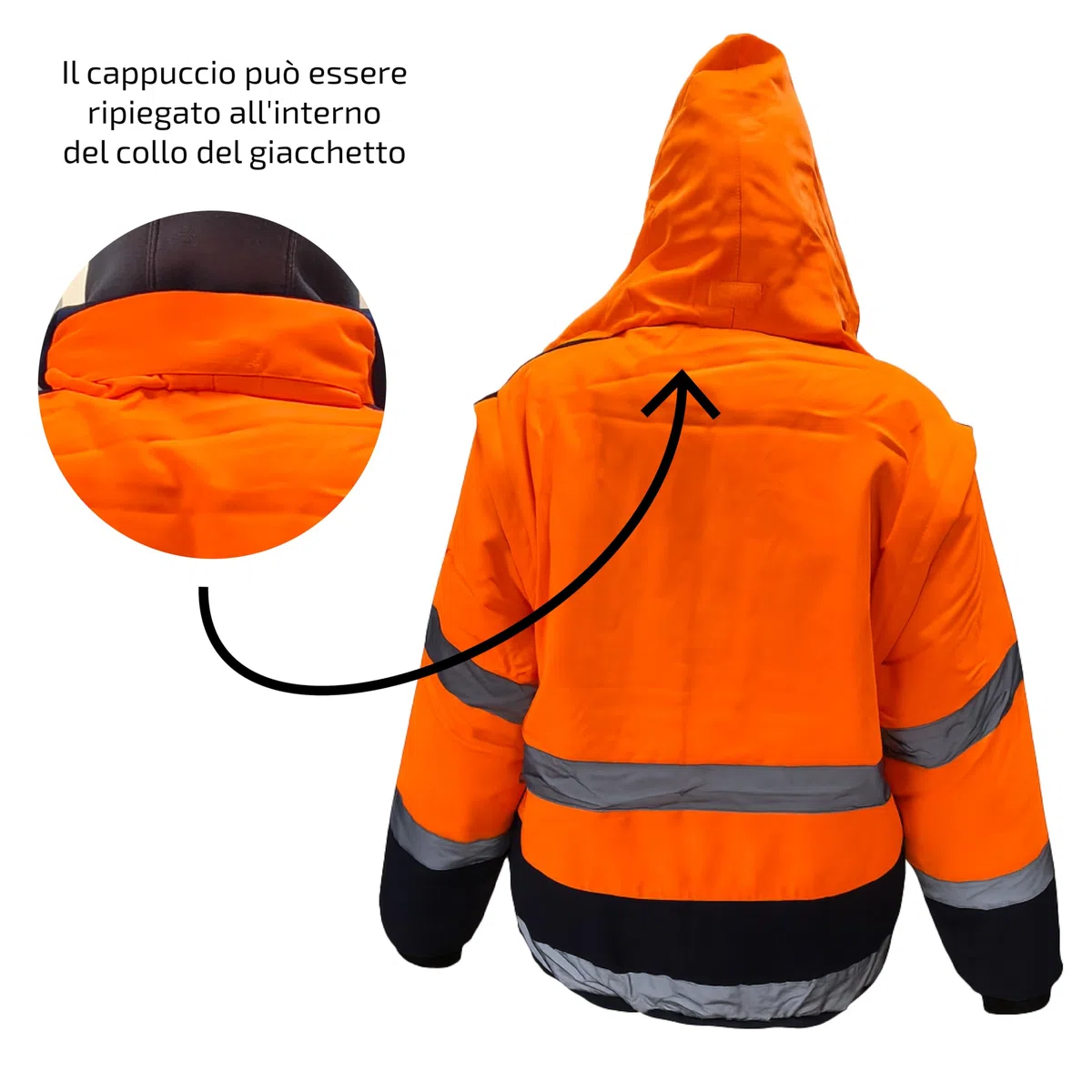 Chaqueta Alta Visibilidad 3XL Naranja Azul – Impermeable Mangas Extraíbles ISO 20471