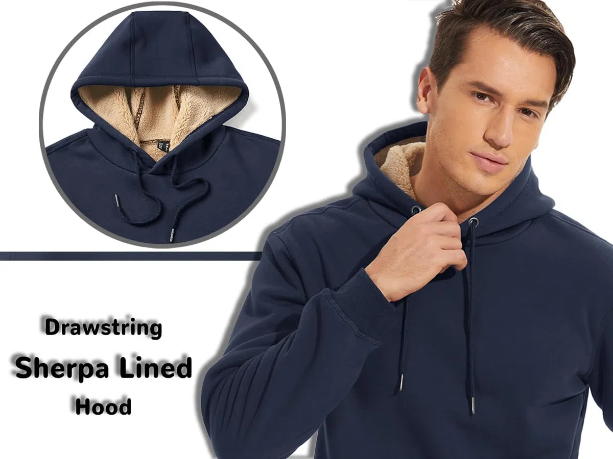 TACVASEN Sudadera con Capucha de Forro Polar para Hombre con Forro De Sherpa Ropa de Trabajo Cálida Sudadera con Capucha