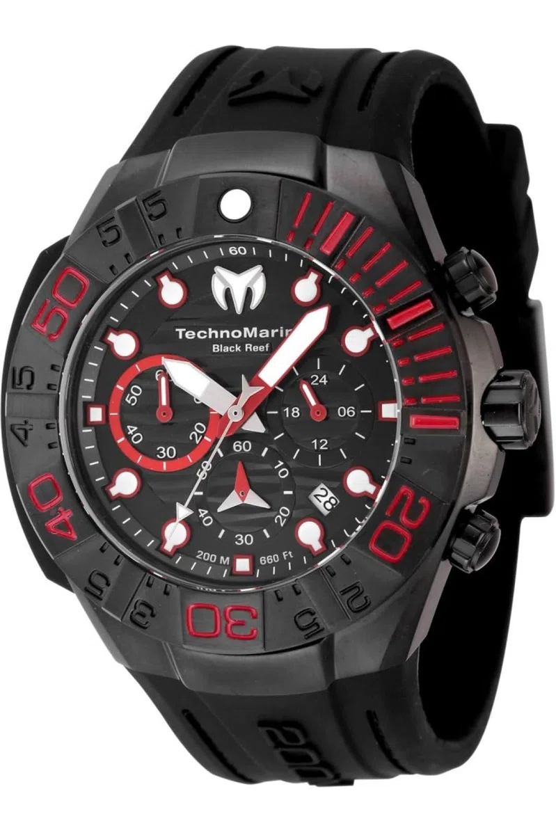 Technomarine Reef TM-523010 Reloj de Hombre - Movimiento de Cuarzo - Acero Inoxidable con Esfera Negra - 45 mm