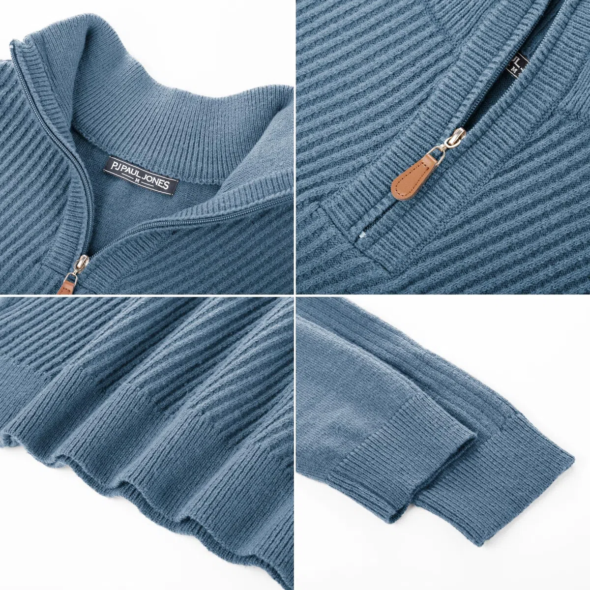 PJ PAUL JONES Jersey de cuello alto para hombre con cremallera 1/4, jersey de manga larga con cuello de tortuga, suéter de invierno