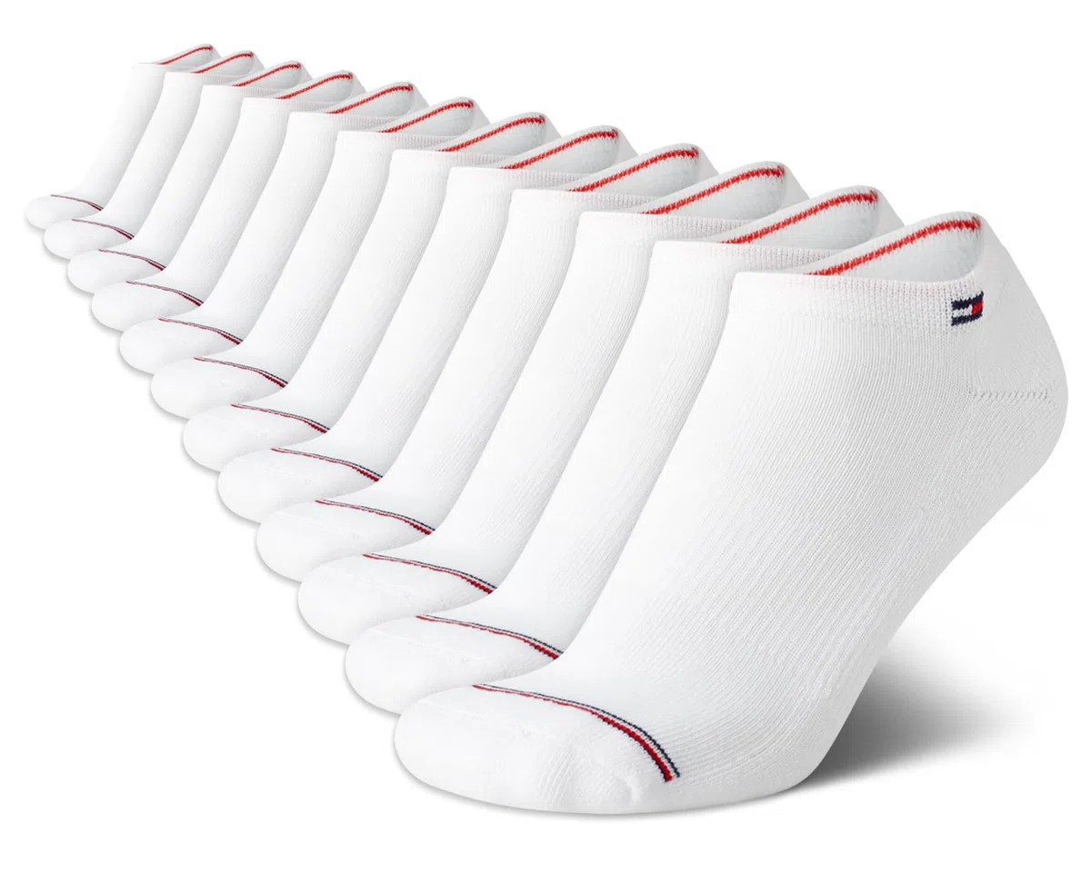 Tommy Hilfiger Calcetines invisibles para mujer, paquete de 12 calcetines ligeros de rendimiento atlético acolchados para correr de corte bajo para mujer