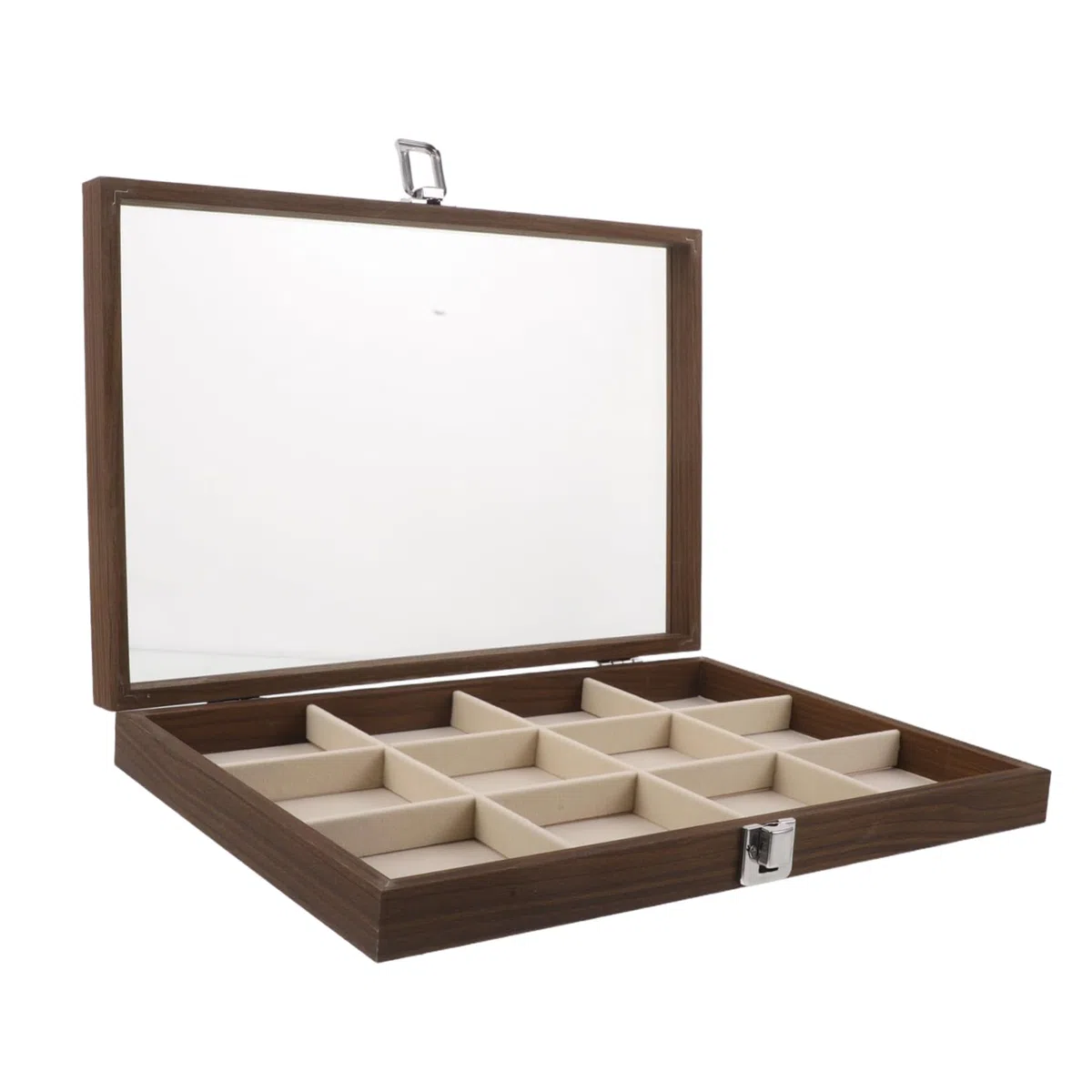 FRCOLOR 12cuadrícula Joyero Vintage Caja De Almacenamiento De Joyas Con Tapa De Prueba De Polvo Para Guardar Collares Anillos Pendientes