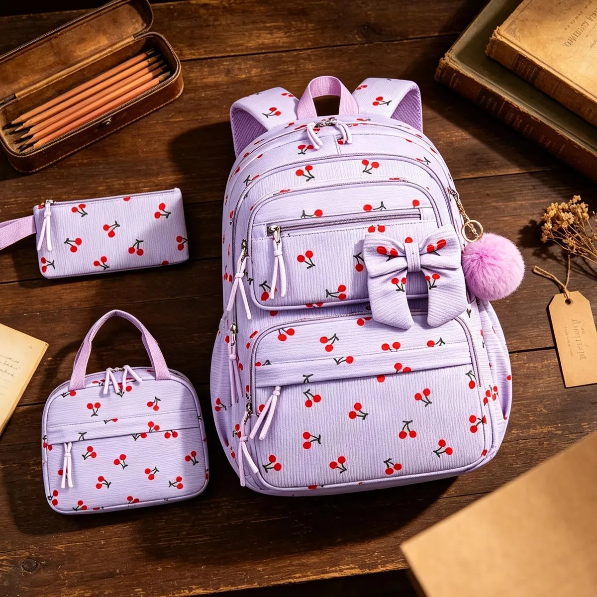 Genérico Mochila Con Transpirable, Estuche de Lápices y Morral | Bolso Escolar Gran Capacidad Para Niñas Niños Preescolar Primaria Regreso A Clases Viajes Estudiantes Diario