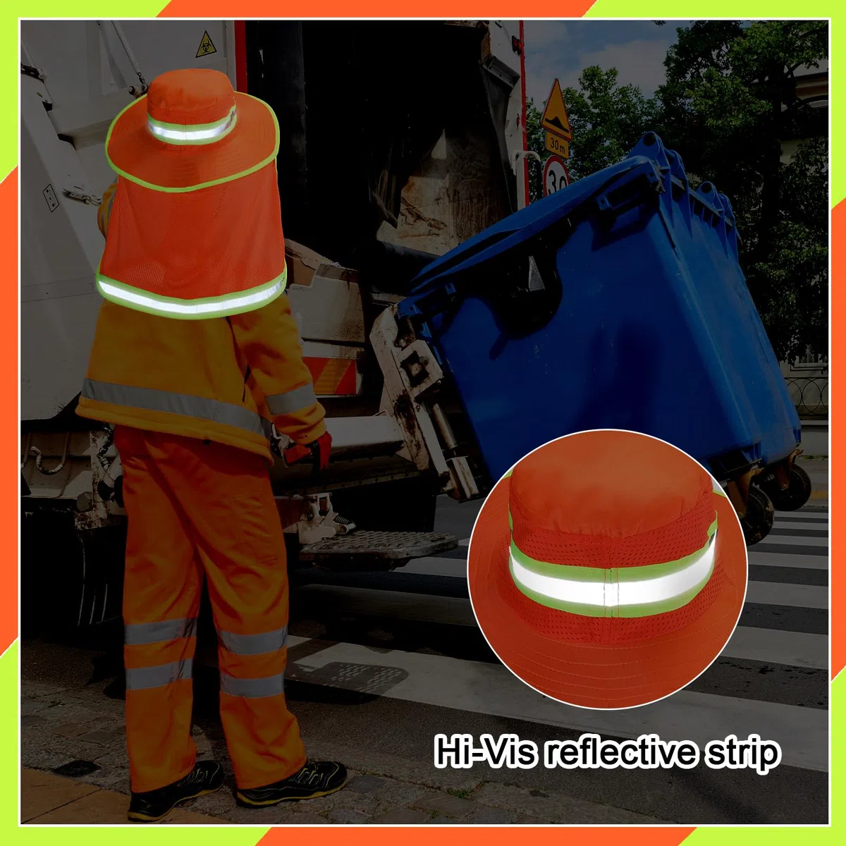 6 sombreros de seguridad reflectantes de alta visibilidad con solapa para el cuello, sombrero tipo boonie de ala ancha, sombreros de trabajo transpirables para trabajadores