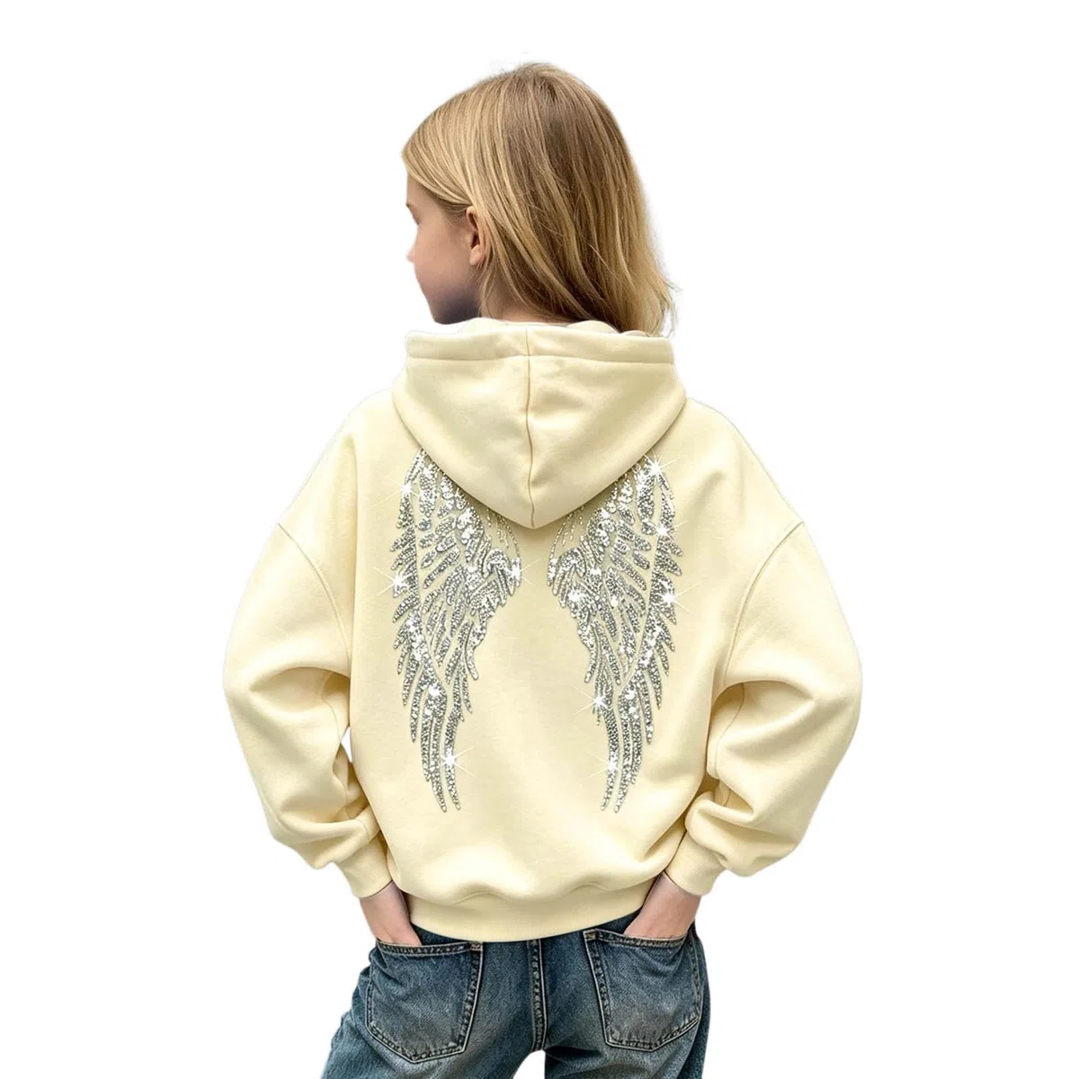 Genérico Sudadera con Capucha para niñas y niños, con de ángel, Holgada, raglán, Manga Larga, Sudadera Cordon para Otoño Invierno Cómoda Transpirable Deportes