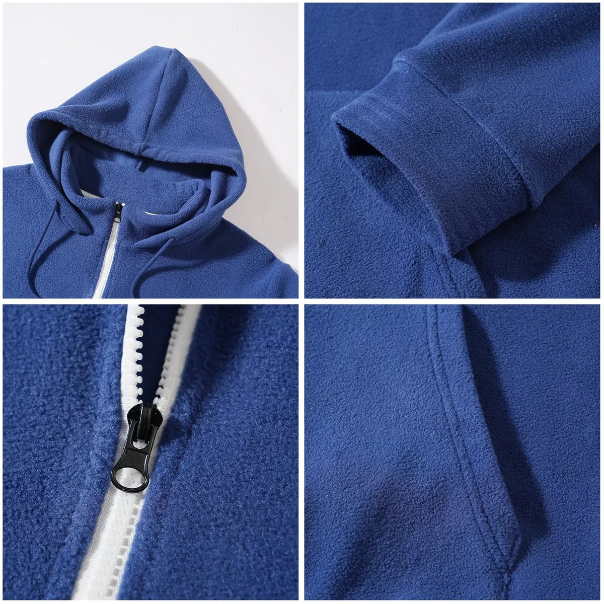 Ropa Anti UV Hombre Sudadera con Capucha Y Cremallera De Un para Hombre, Forro, Manga Larga, Estilo Oversize, Cálida, Bolsillo. Sudaderas Azul (Blue, L) Softshell Deporte Oversized Gym