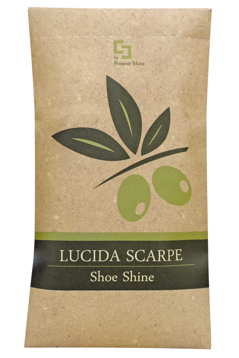 PRESENT-MORE Limpiador zapatillas Beauty Oil - Limpia zapatillas 250 unidades para Hoteles y B&B | Limpia zapatillas embolsado individualmente y envasado en material Stone Paper