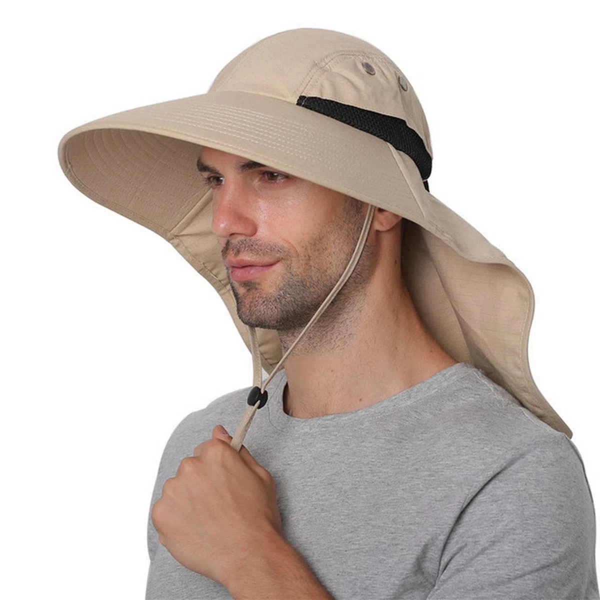 Sombrero de pescador de verano para hombres y mujeres, sombrero de algodón con solapa para el cuello, protección al aire libre, ala ancha, sombrero de pesca