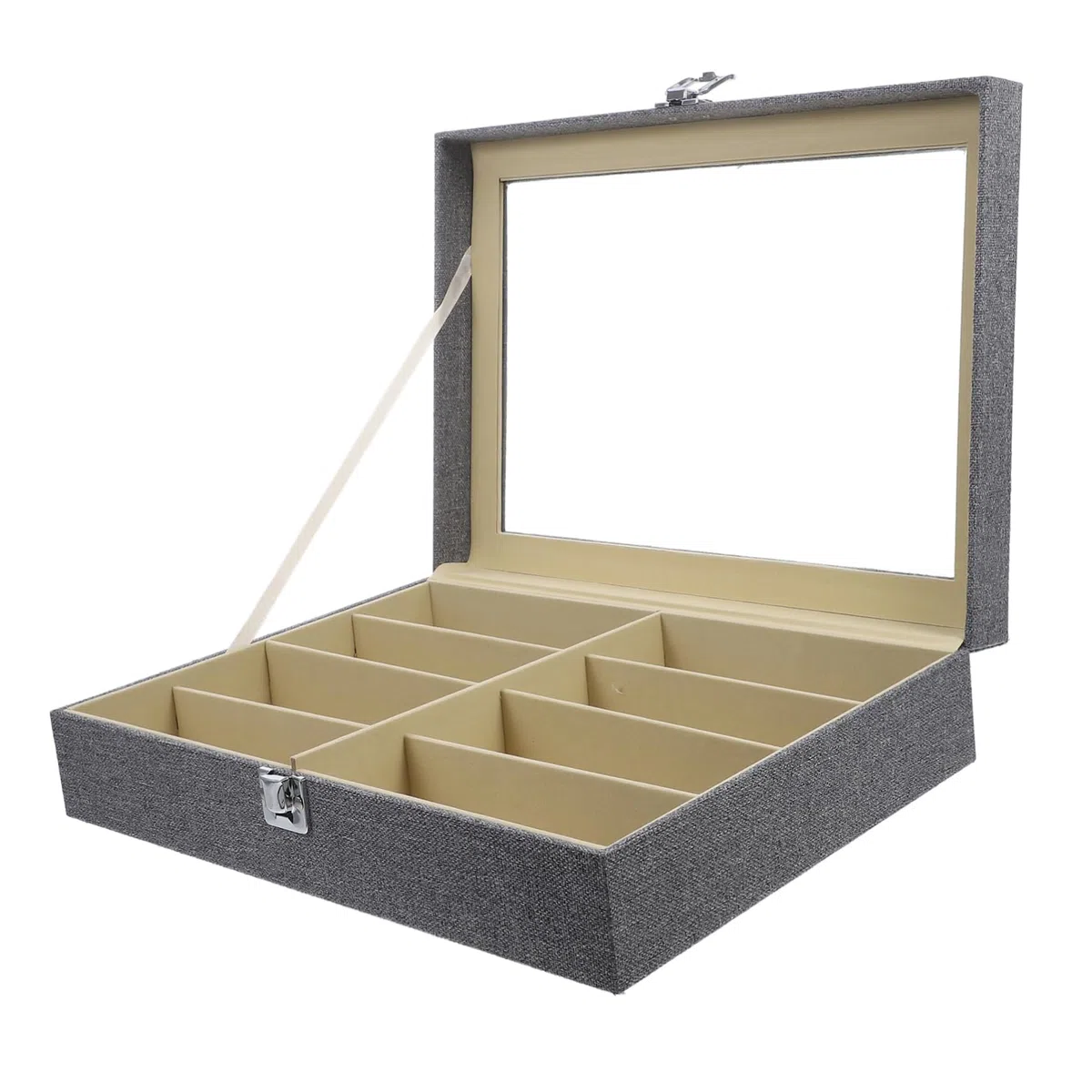 Organizador De Gafas De Sol Compartimentos Caja De Exhibición Transparente para Almacenamiento De Gafas y Joyería Estuche Resistente y Duradero para Hogar y Oficina