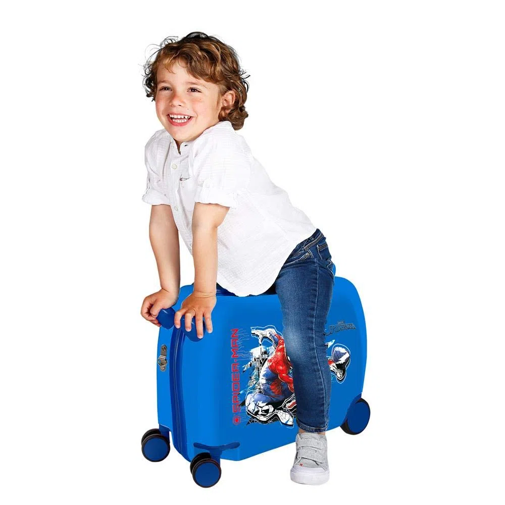 Marvel Spiderman Geo Maleta Infantil, azul, 4 Ruedas ABS | Equipaje de Mano