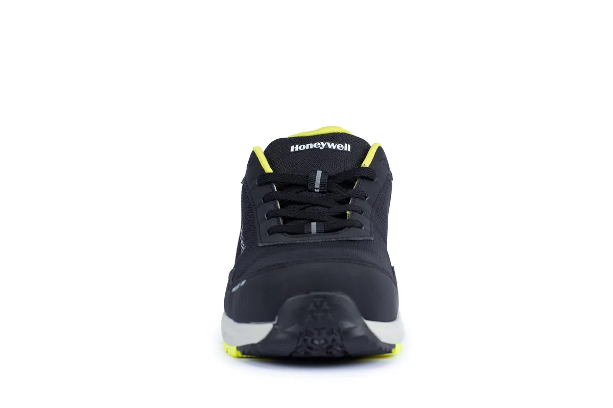Honeywell Agile Starter S1P SRC Zapatos de seguridad industrial para hombres y mujeres, estilo escotado, forro de malla 3D, puntera de fibra de vidrio, suela de goma, amarillo, talla 14 UK, 6250126-49