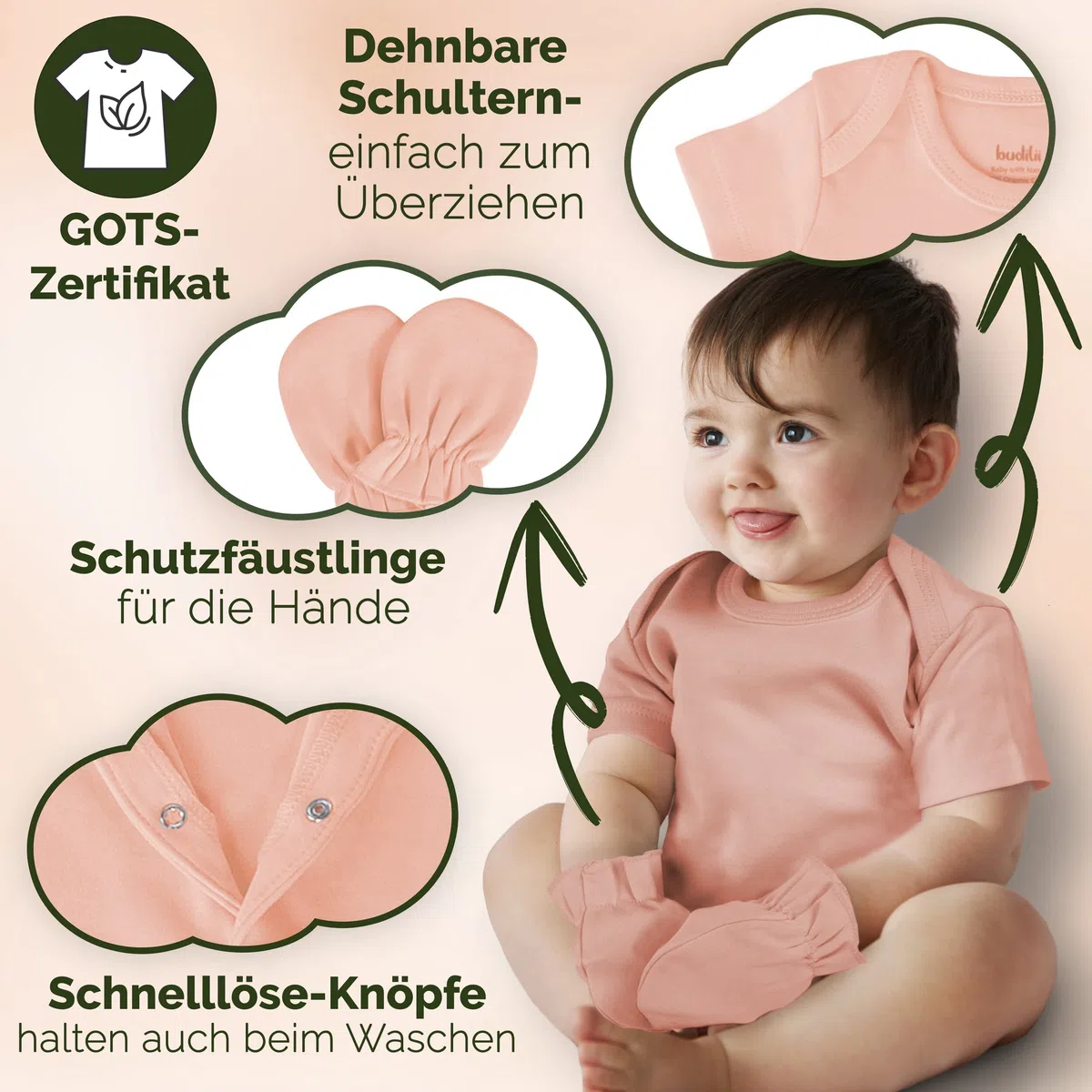 Conjunto básico para bebé recién nacido - 100% algodón orgánico natural con certificado GOTS - Conjunto de regalo de ropa de bebé - tejido suave, 11 piezas