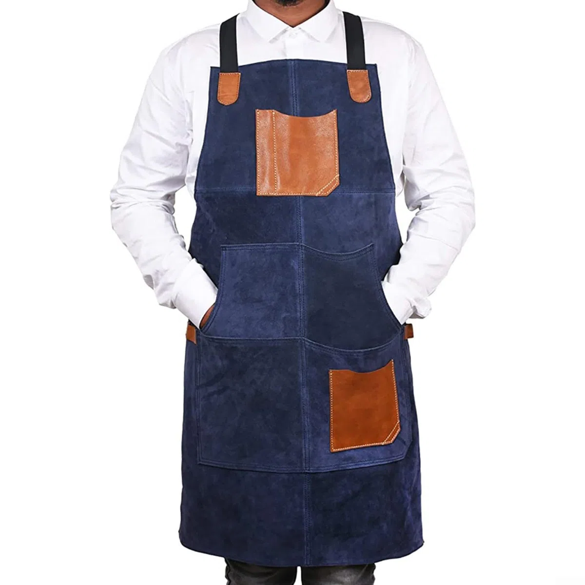 FABULETTA Delantal de fieltro de doble cara con cuero PU,correas ajustables, varios equipos de protección para soldadura, carpintería y cocina