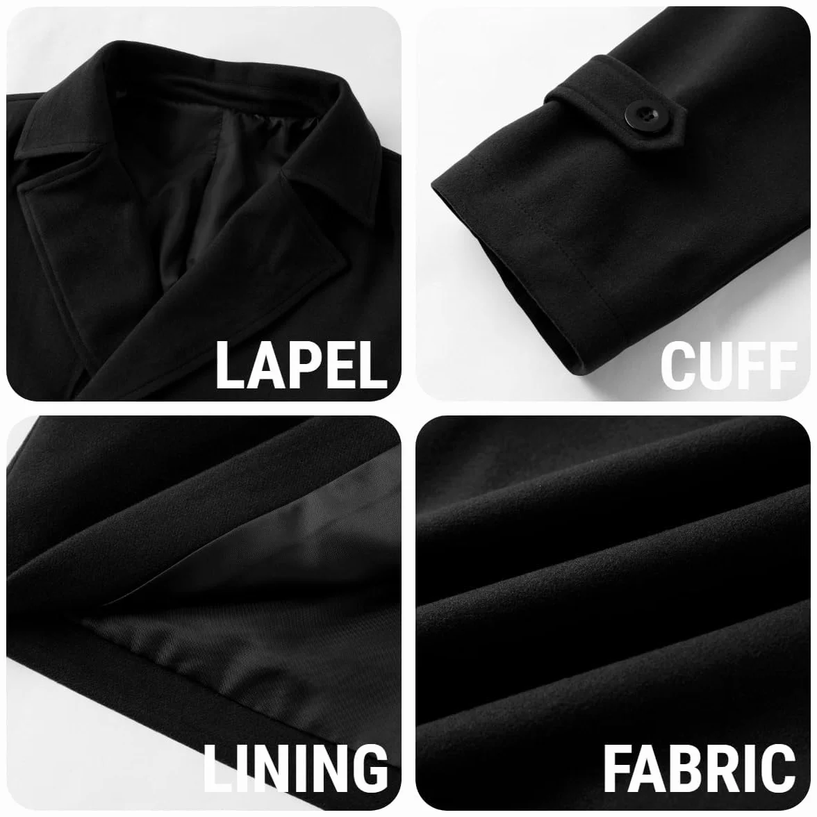 Runcati Abrigo clásico de doble botonadura para hombre Slim Fit Gabardina Casual Chaqueta larga de invierno cálido ropa de negocios