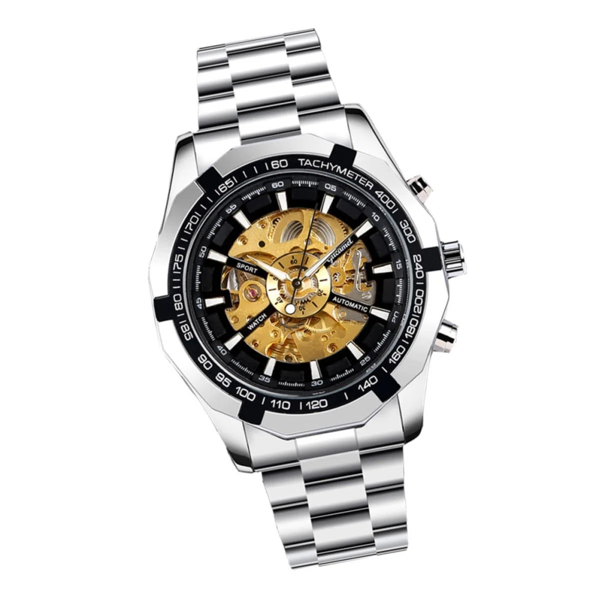 Genérico Reloj Mecánico Automático Luminoso para Hombre, Esqueleto | Aleación de Zinc, Gran Aguja y Resistencia al Agua, Estilo Negocio, para Asistir Ocasión