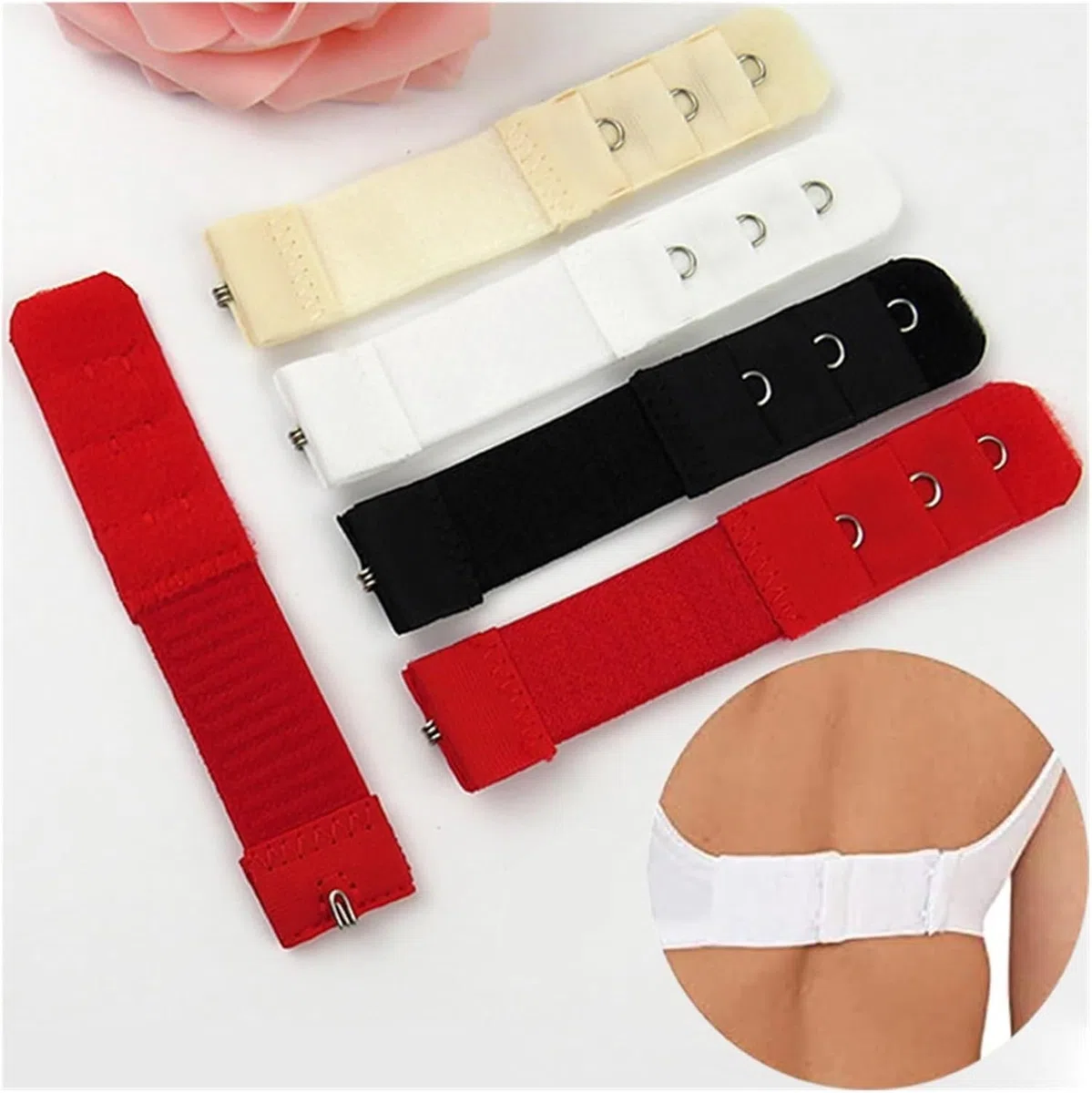 Sujetadores seguros, extensores versátiles, cierres giratorios, 1 fila y 3 ganchos, extensor de brasier, cierre de nailon, extensión de ropa interior, Blanco, 10Pc