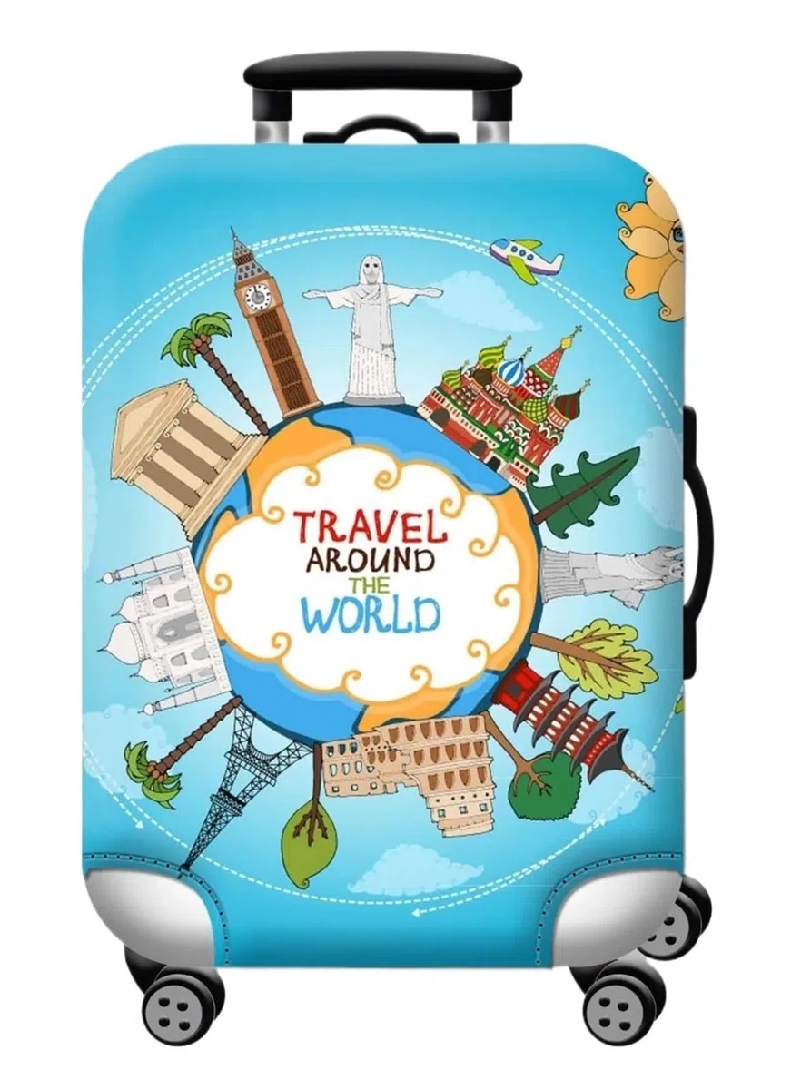 Funda Protectora de Equipaje elástica Gruesa, Traje con Cremallera for Bolso, Fundas for Maleta, Cubierta Carrito, Accesorios Viaje, 2 uds para Maletas(Sky Blue,XL)