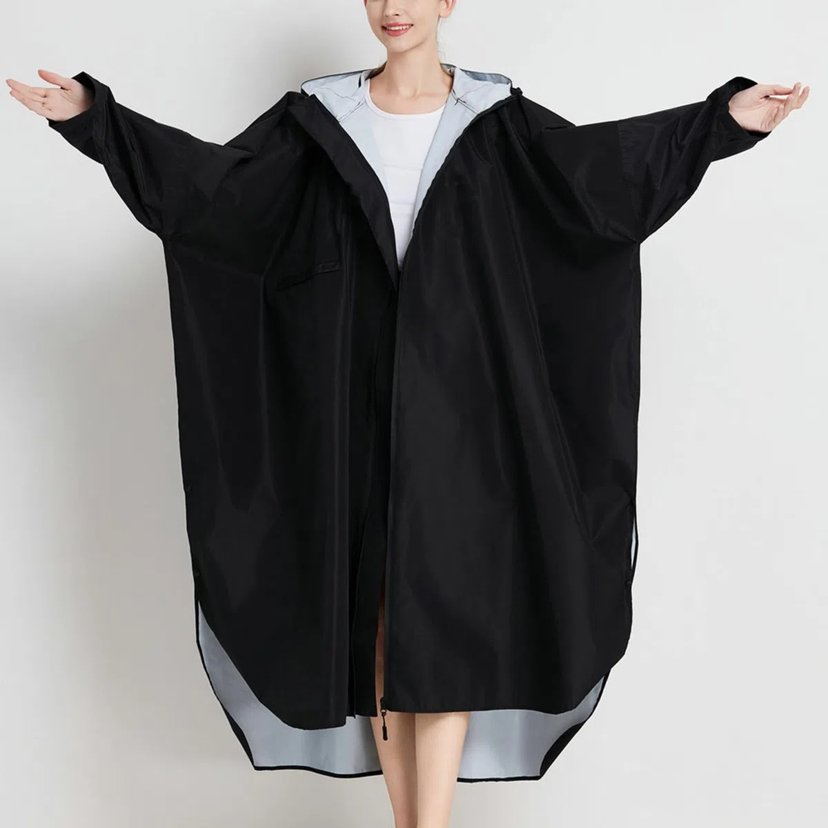 Generisch Poncho de lluvia para adultos, unisex, largo, con capucha, material de moda, para ciclismo, senderismo, viajes