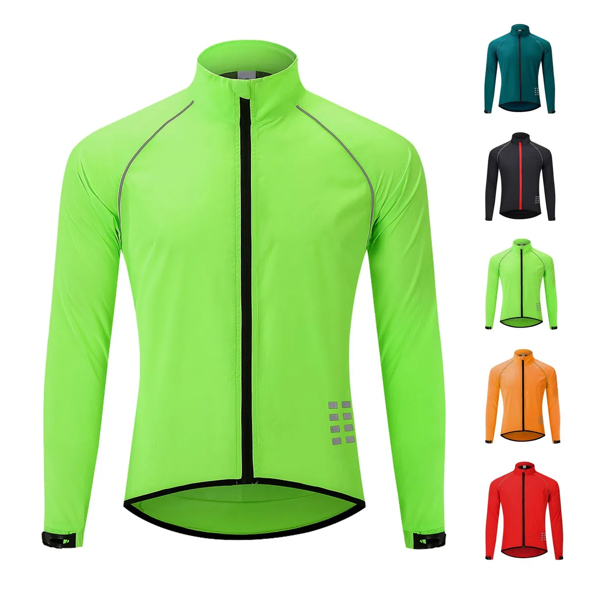 Chaquetas de ciclismo unisex para primavera verano y otoño Conjuntos ligeros de secado rápido Cortavientos transpirable de corte ajustado Reflectante duradero y ultraligero